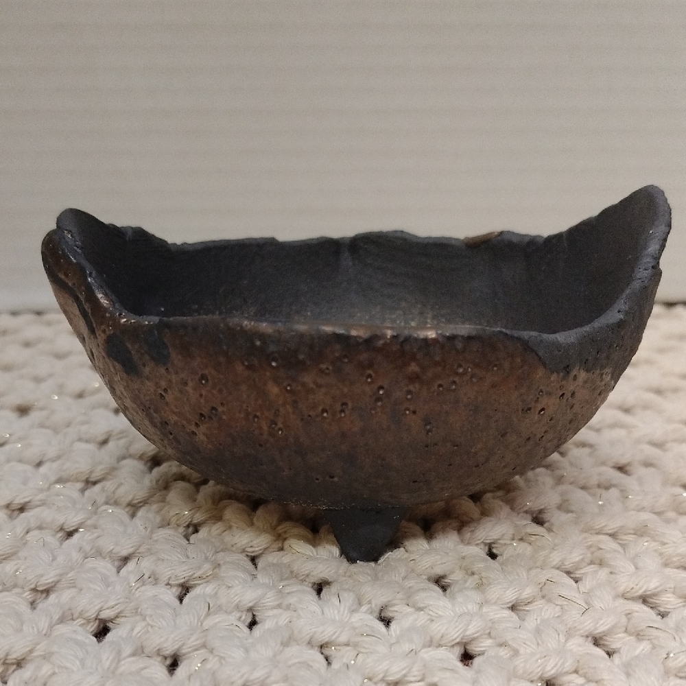 Art Pottery Rustic Black and Brown Planter Bowl